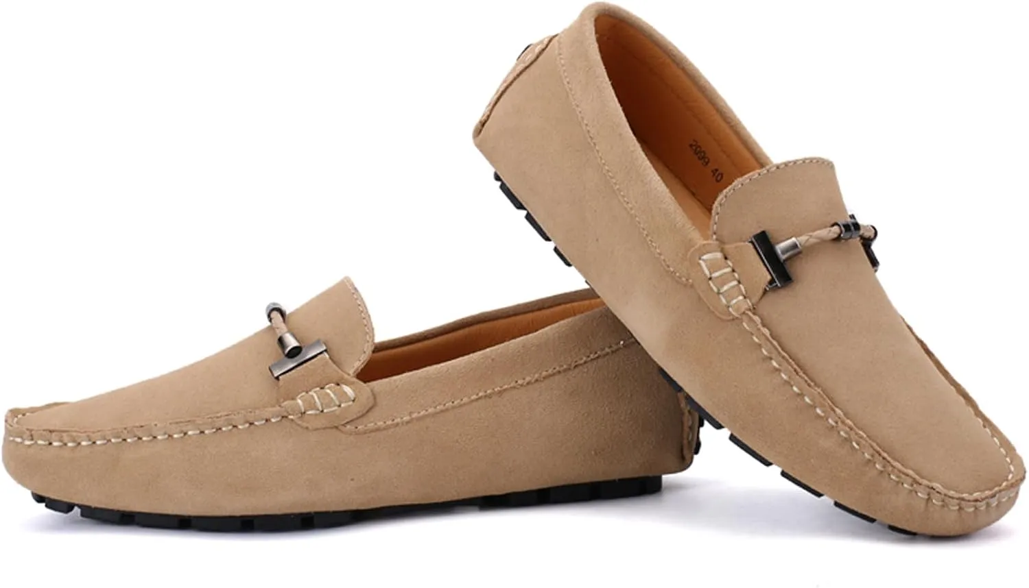 WUIWUIYU Men's Penny Loafers Moccasin Driving Shoes Slip On Flats Boat Shoes