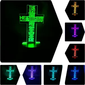 Xdorra LED Cross 3D Night Light -Jesus Cross Small Crucifix Church Decor 3D Christian Bedroom Decor for Men - Multi Colors Holy LED Christ Birthday Religious Gift for Women Men