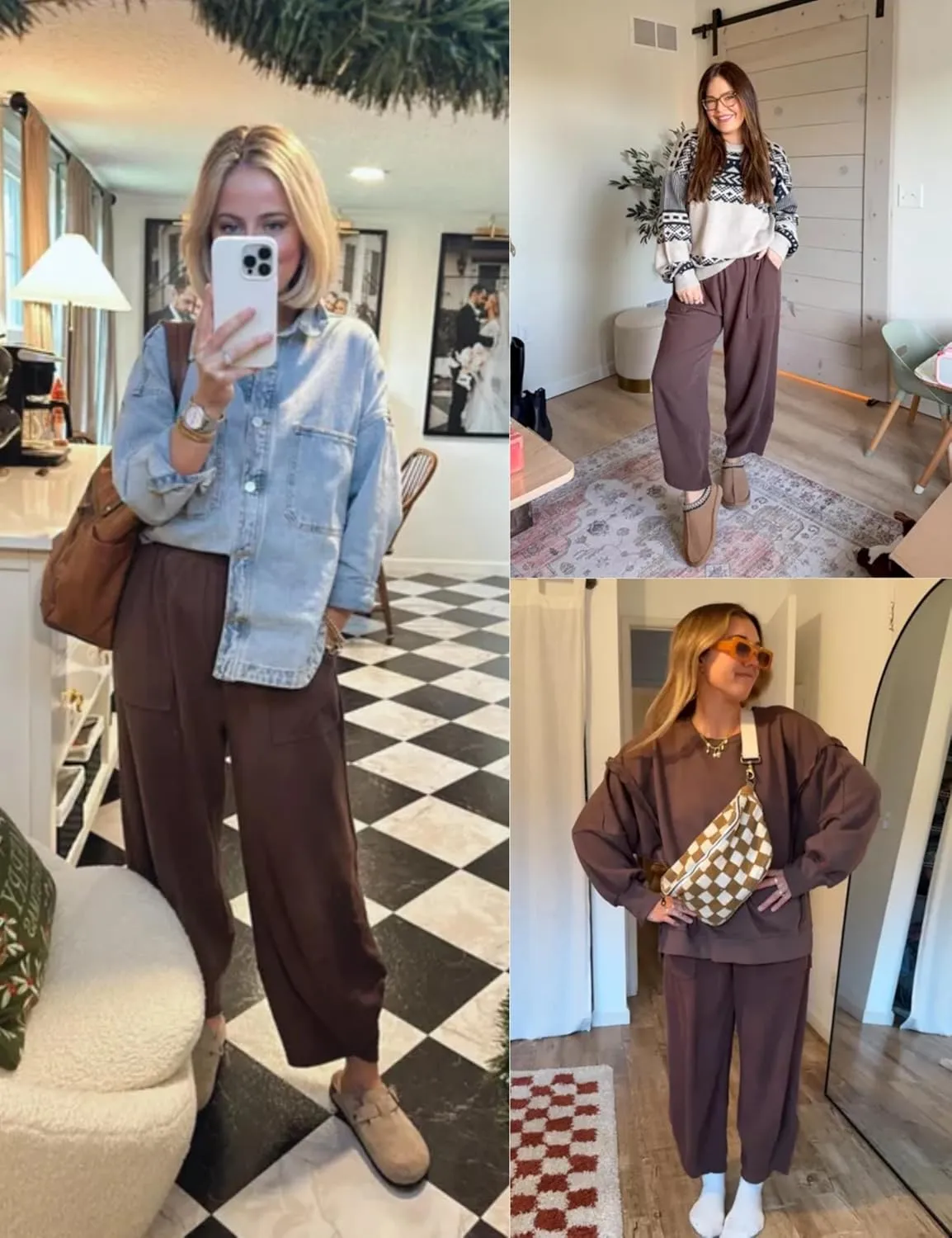 Xiaoxuemeng Womens Baggy Wide Leg Pants Casual Elastic Waisted Palazzo Harem Pants with Pockets