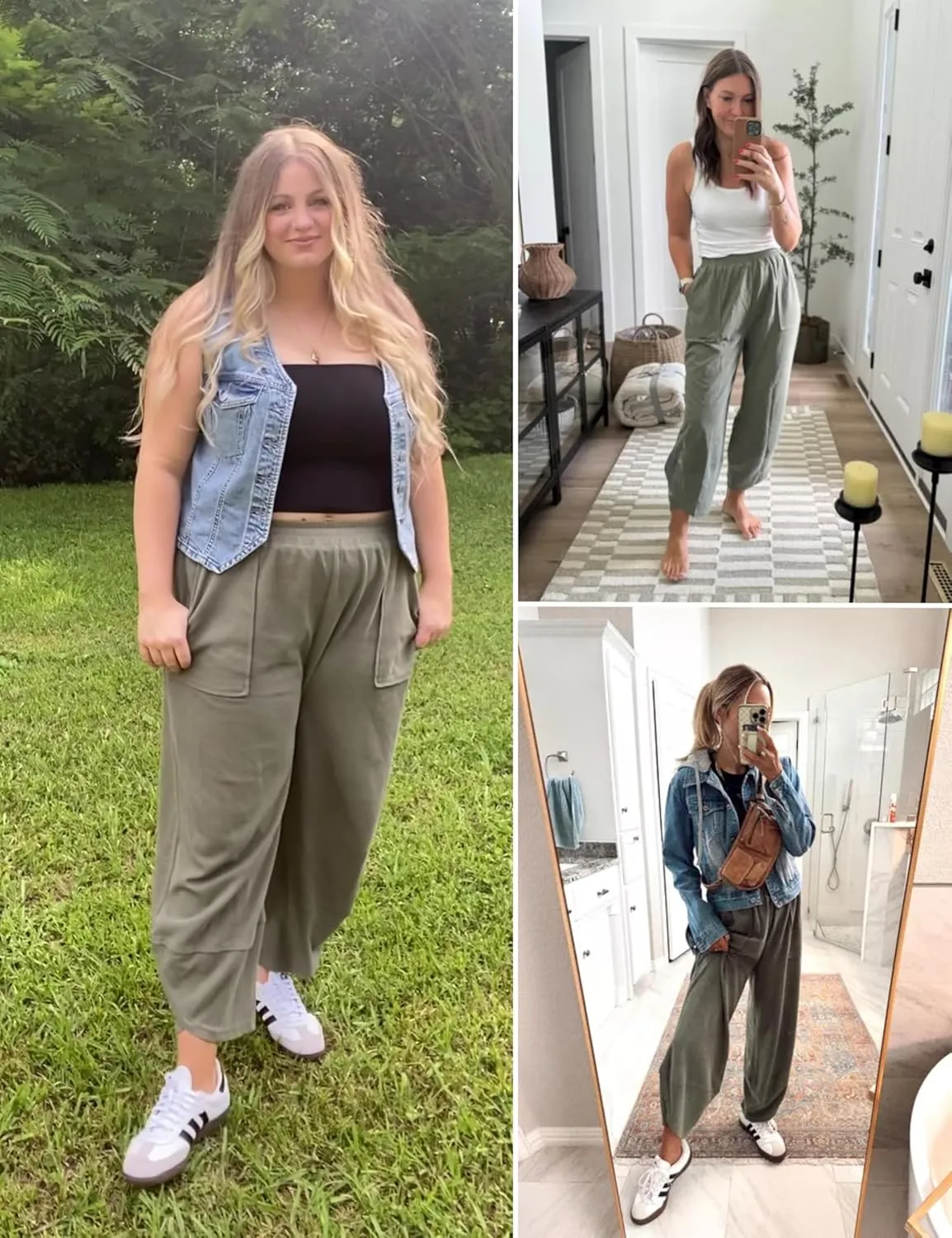 Xiaoxuemeng Womens Baggy Wide Leg Pants Casual Elastic Waisted Palazzo Harem Pants with Pockets