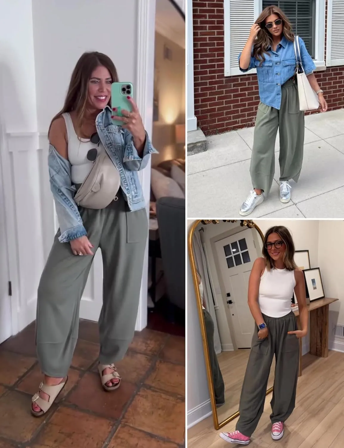 Xiaoxuemeng Womens Baggy Wide Leg Pants Casual Elastic Waisted Palazzo Harem Pants with Pockets