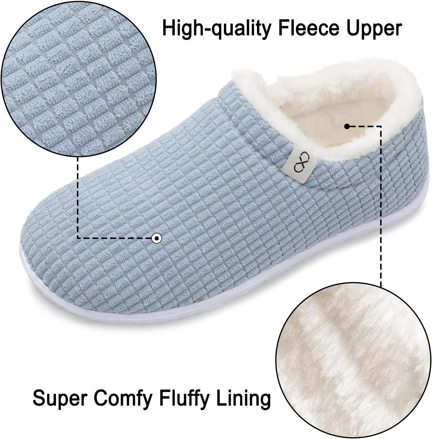 XIHALOOK Womens Mens Fuzzy Slippers Lightweight Closed Back House Shoes Slip on for Indoor Outdoor