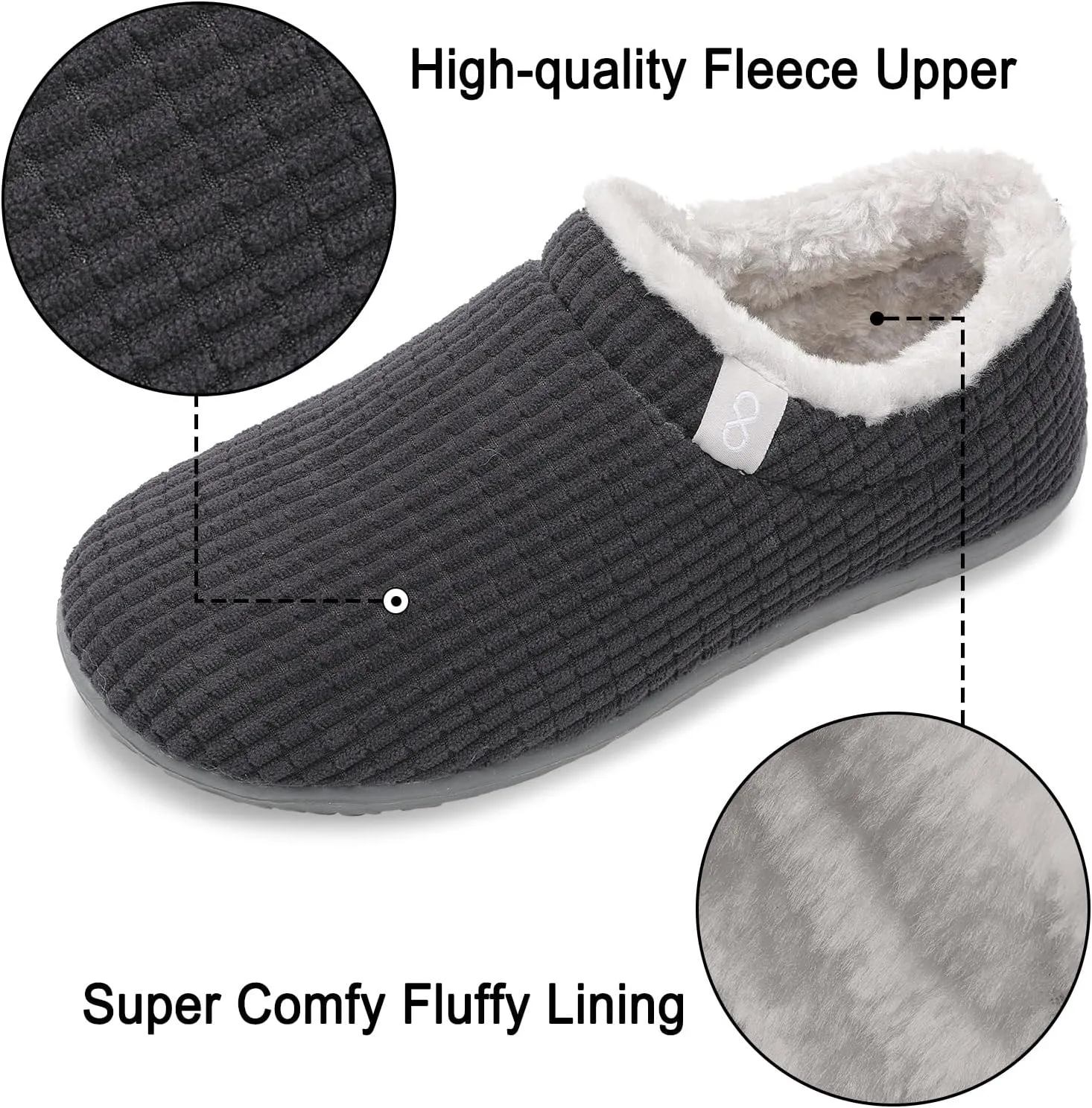 XIHALOOK Womens Mens Fuzzy Slippers Lightweight Closed Back House Shoes Slip on for Indoor Outdoor