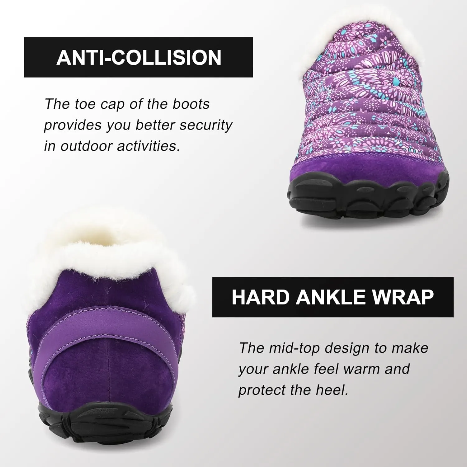 XIHALOOK Womens Mens Slip on House Shoes Faux Fur Memory Foam Slippers with Anti-Skid Rubber Sole for Indoor Outdoor