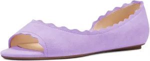 XYD Women Chic Open Peep Toe Wave Ballet Flats D'Orsay Slip On Loafers Dress Comfortable Casual Walking Shoes