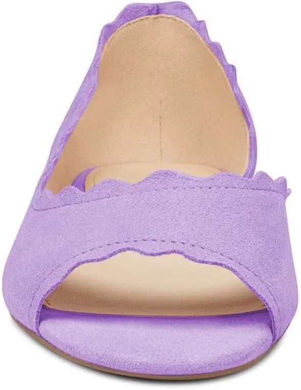 XYD Women Chic Open Peep Toe Wave Ballet Flats D'Orsay Slip On Loafers Dress Comfortable Casual Walking Shoes