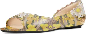 XYD Women Chic Open Peep Toe Wave Ballet Flats D'Orsay Slip On Loafers Dress Comfortable Casual Walking Shoes