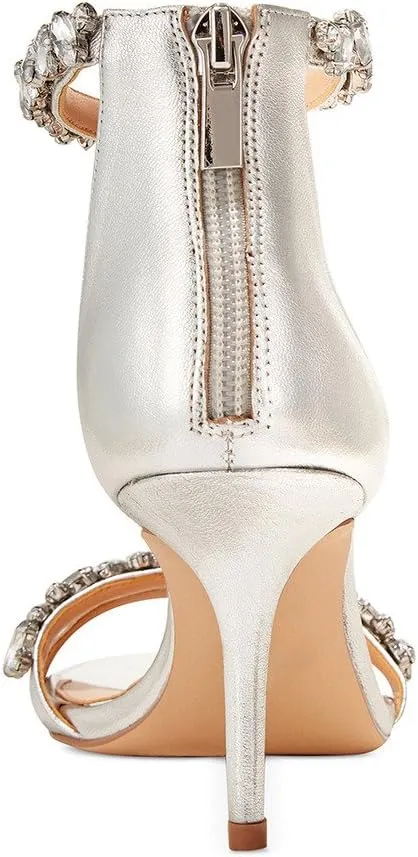 XYD Women Mid Heel Rhinestone Strappy Sandals Open Toe Ankle Strap Prom Evening Party Dressy Shoes