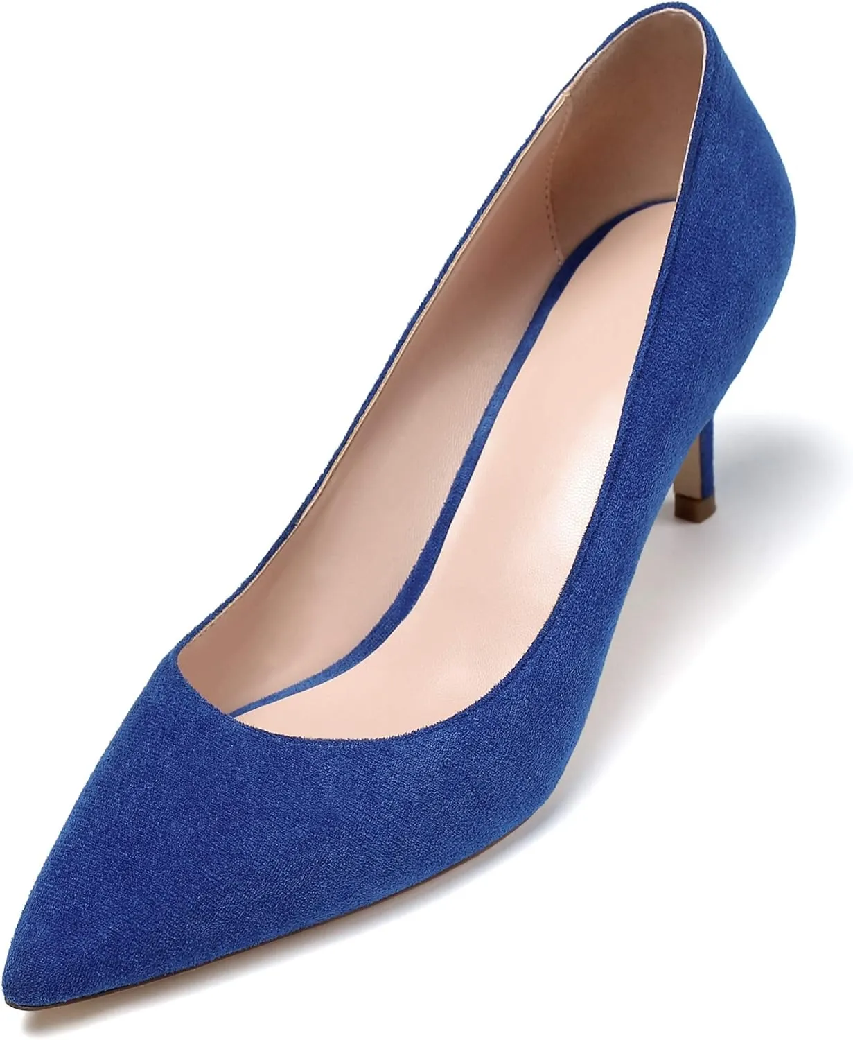 YODEKS Women's Kitten Heel Pumps Pointed Toe Slip On Classic Low Mid Heel Dress Shoes