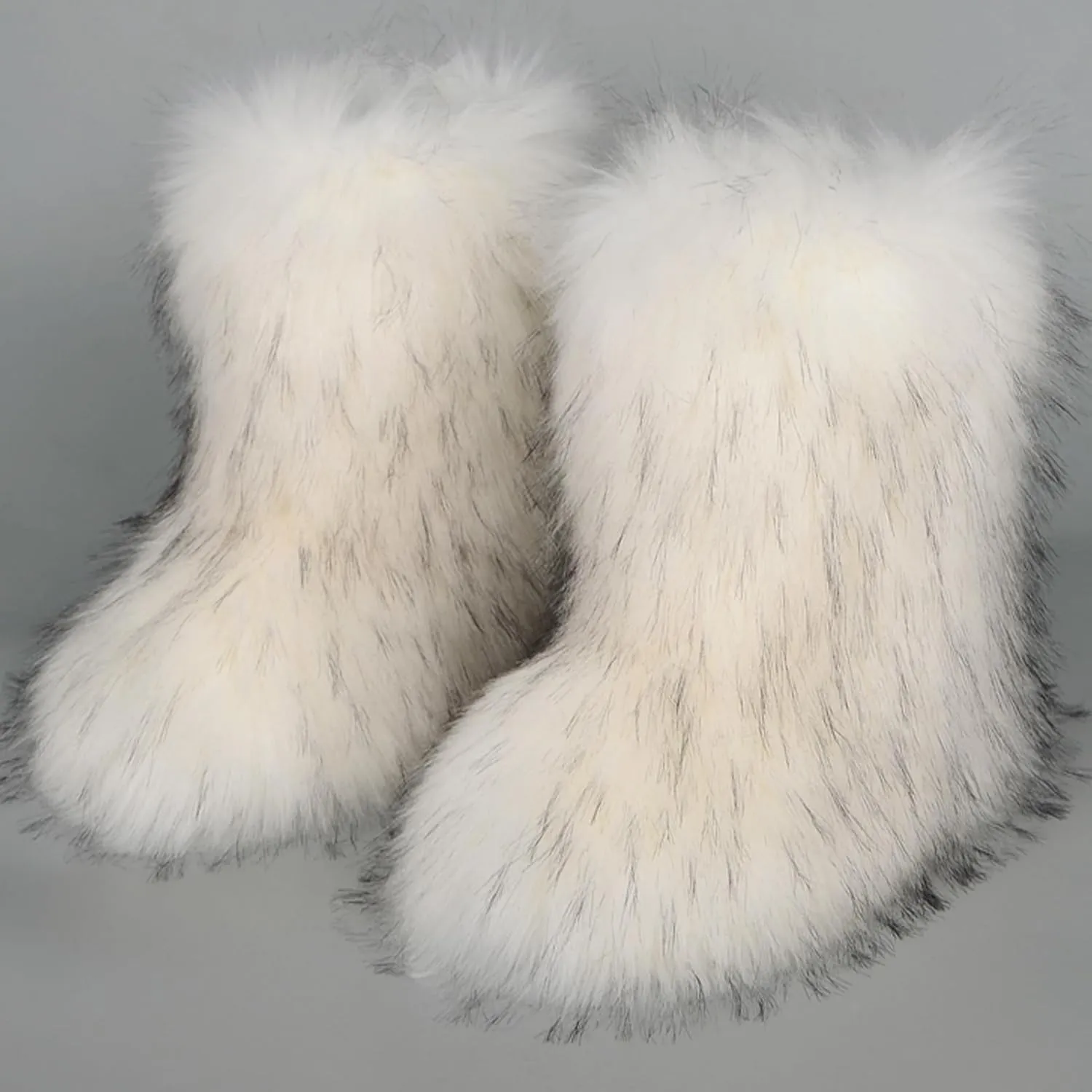 YXCFEWD Fur Boots for Women Winter Fluffy Furry Boots for Girls Flat Heel Snow Boots
