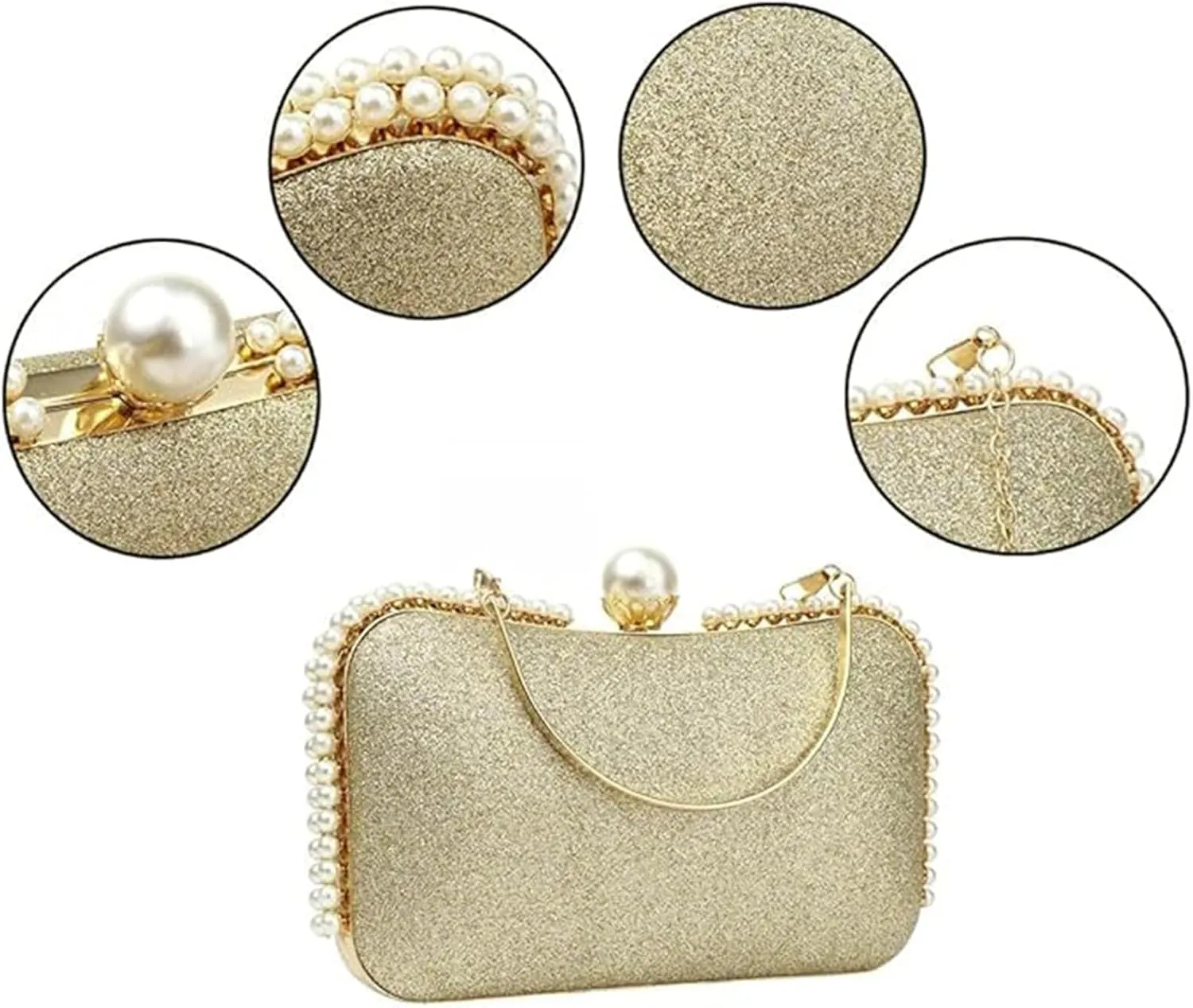 YYW Clutch Purse for Women Pearls Evening handbag Wedding Party Purse Shoulder Bag