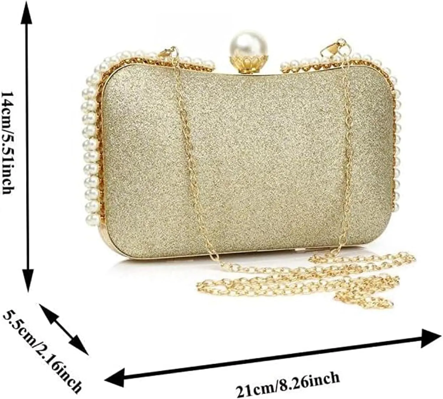 YYW Clutch Purse for Women Pearls Evening handbag Wedding Party Purse Shoulder Bag