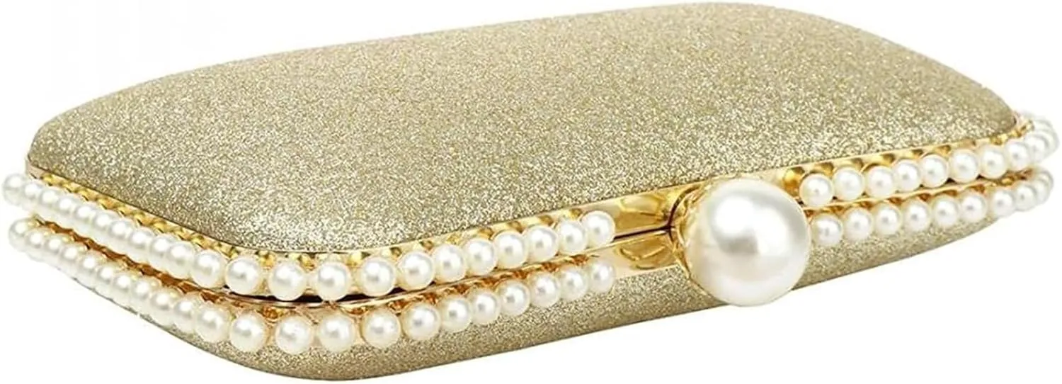 YYW Clutch Purse for Women Pearls Evening handbag Wedding Party Purse Shoulder Bag