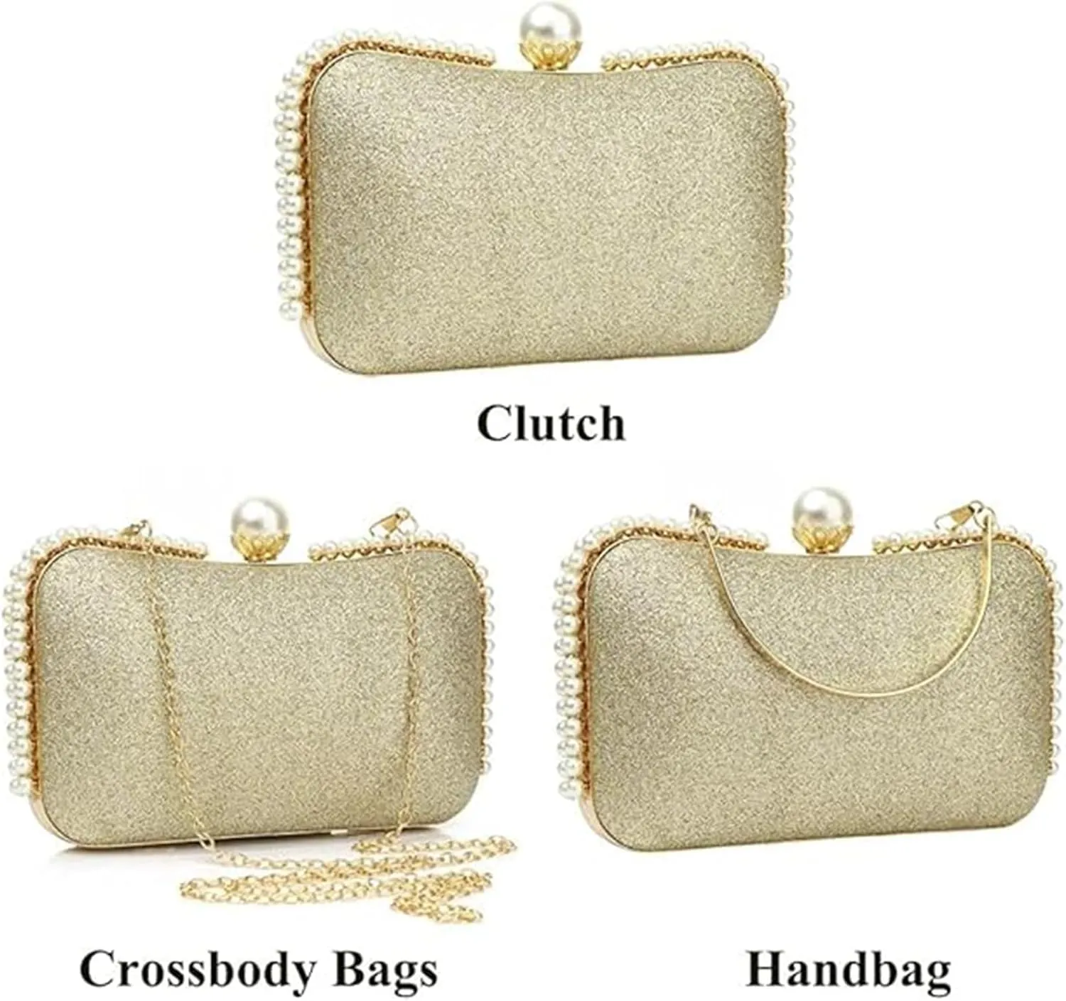 YYW Clutch Purse for Women Pearls Evening handbag Wedding Party Purse Shoulder Bag