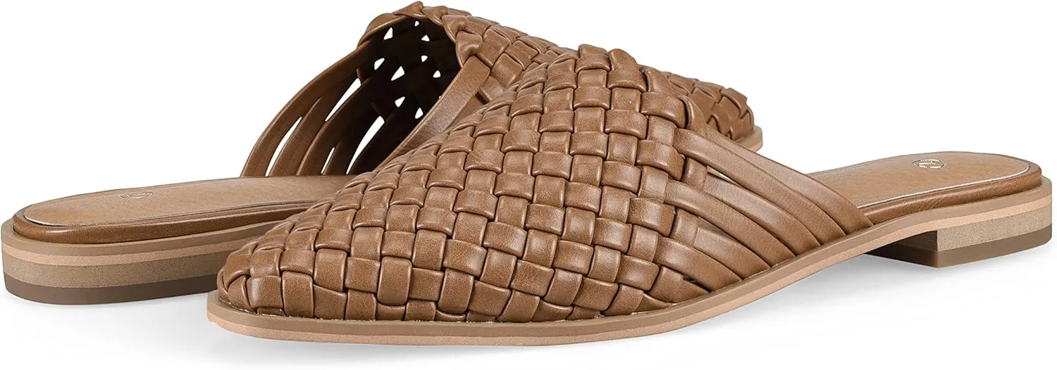 zero-sum Women's Closed Toe Flat Mules Braided Backless Slip-On Sandals Summer Loafer Casual Slides for Women