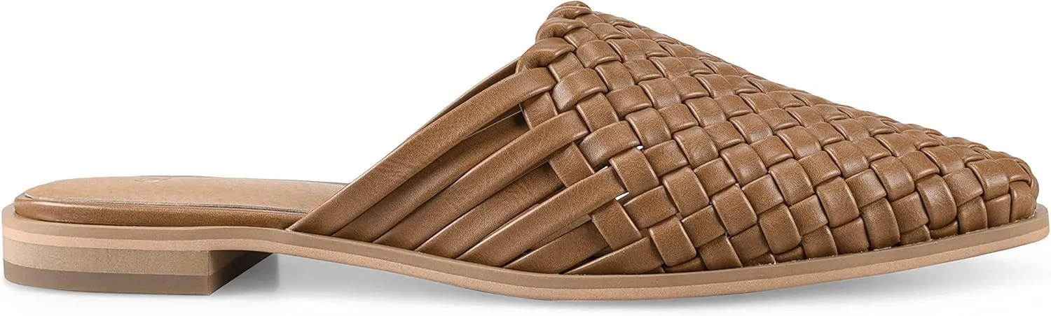 zero-sum Women's Closed Toe Flat Mules Braided Backless Slip-On Sandals Summer Loafer Casual Slides for Women