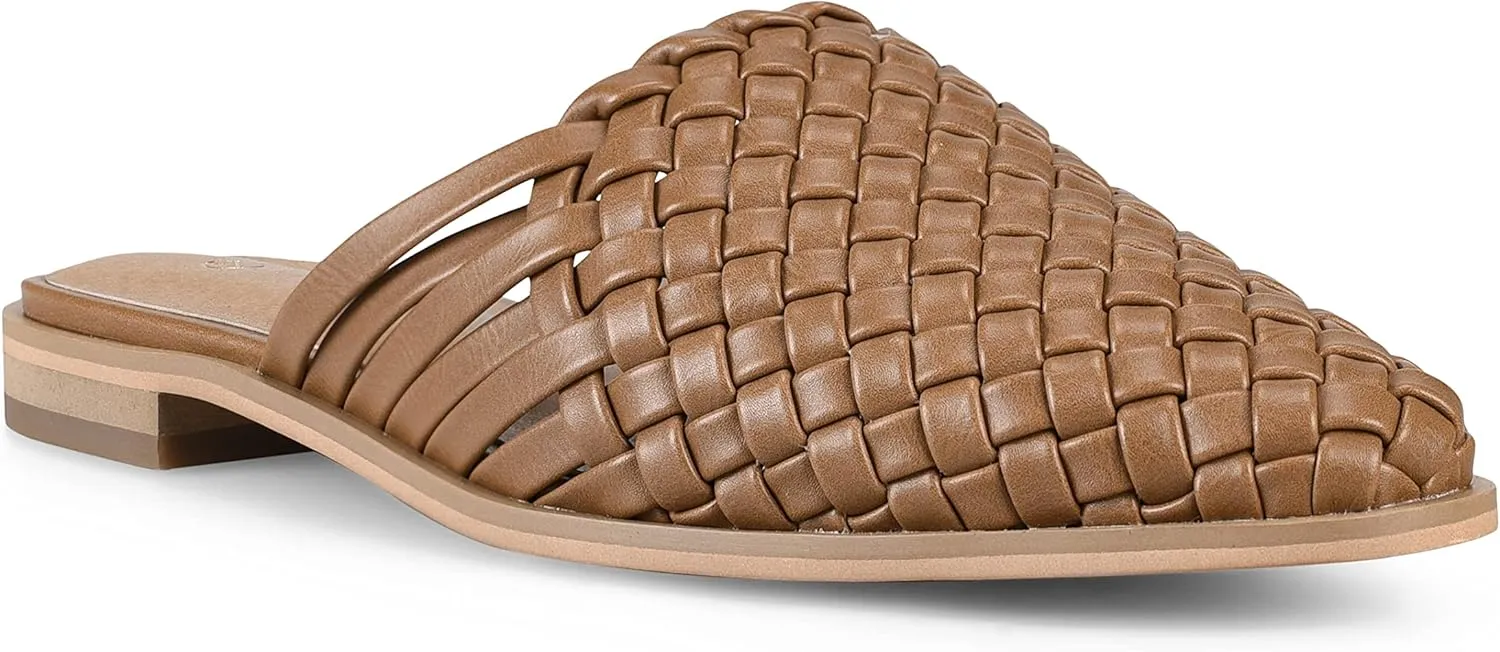 zero-sum Women's Closed Toe Flat Mules Braided Backless Slip-On Sandals Summer Loafer Casual Slides for Women