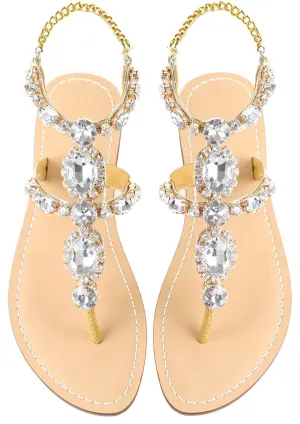 ZhuLinFeng Women'S Rhinestone Gladiator Sandals Flat Wedding Sandals Gem Pearl Sparkling Bridal Bridesmaid Sandals Blue Bohemian Sandals