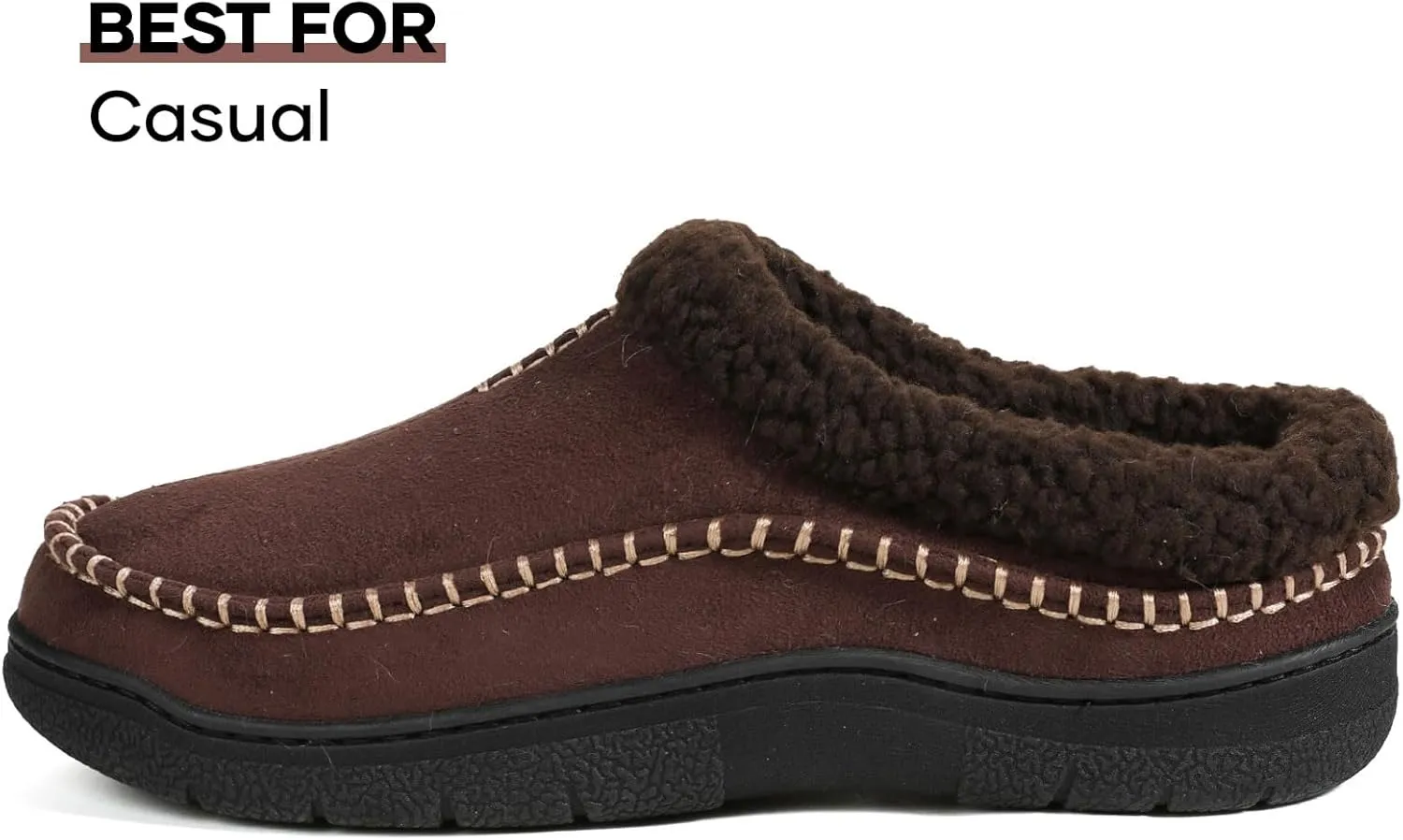 Zigzagger Men's Slip On Moccasin Slippers, Indoor/Outdoor Warm Fuzzy Comfy House Shoes, Fluffy Wide Loafer Slippers