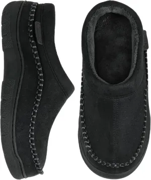 Zigzagger Men's Slip On Moccasin Slippers, Indoor/Outdoor Warm Fuzzy Comfy House Shoes, Fluffy Wide Loafer Slippers