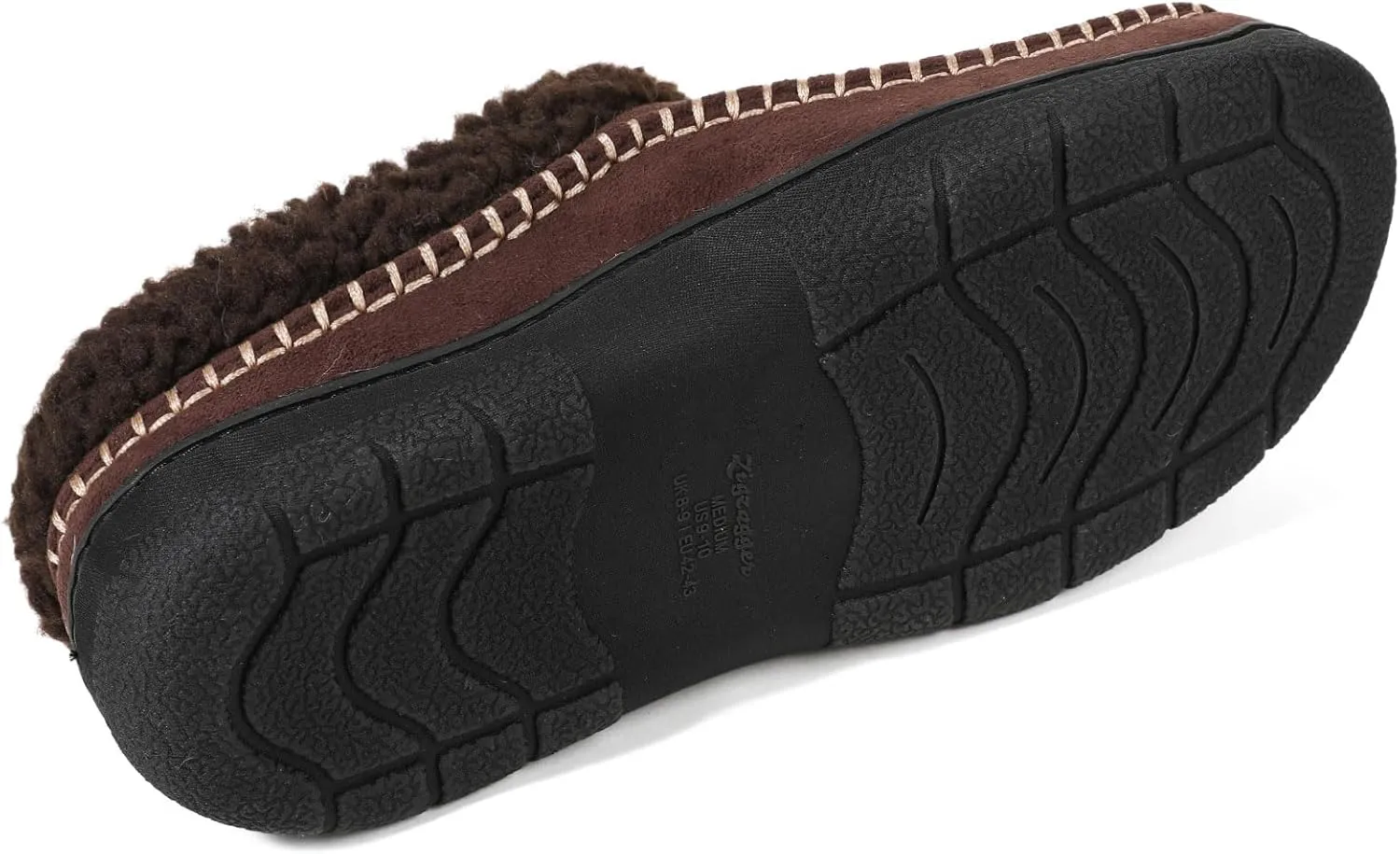 Zigzagger Men's Slip On Moccasin Slippers, Indoor/Outdoor Warm Fuzzy Comfy House Shoes, Fluffy Wide Loafer Slippers