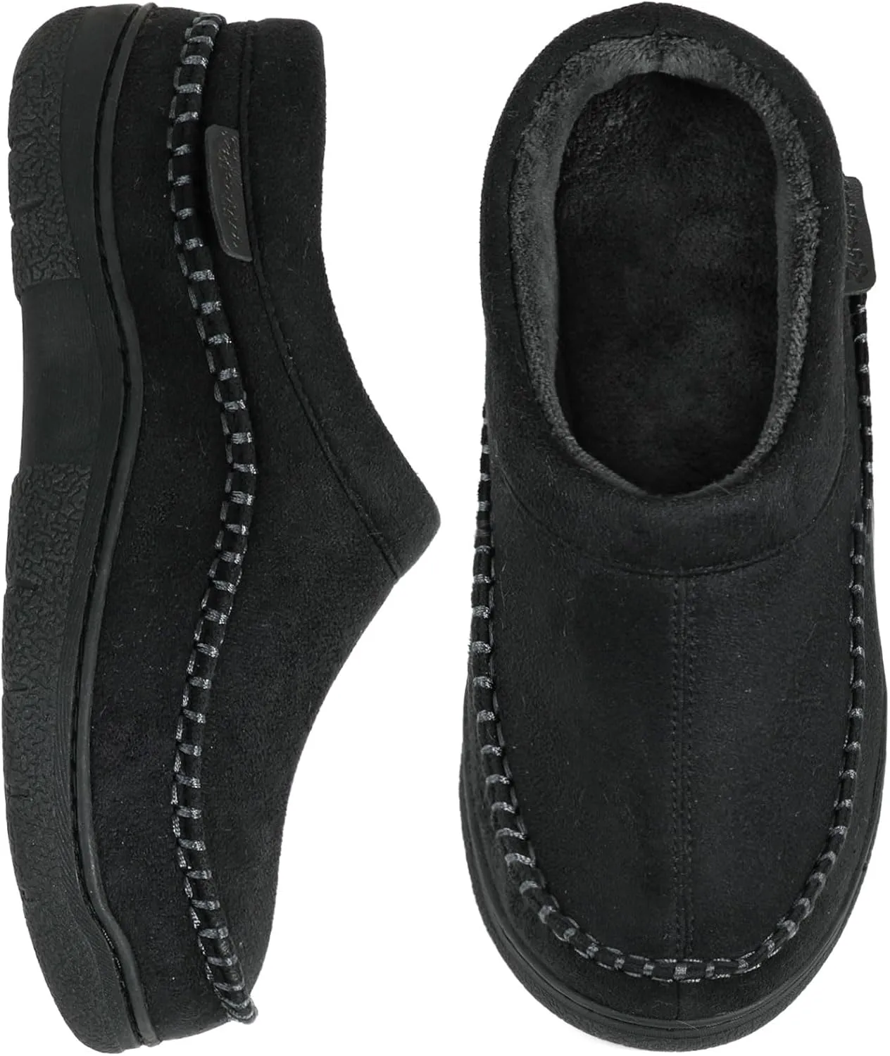 Zigzagger Men's Slip On Moccasin Slippers, Indoor/Outdoor Warm Fuzzy Comfy House Shoes, Fluffy Wide Loafer Slippers