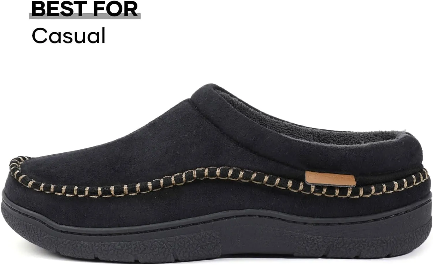 Zigzagger Men's Slip On Moccasin Slippers, Indoor/Outdoor Warm Fuzzy Comfy House Shoes, Fluffy Wide Loafer Slippers