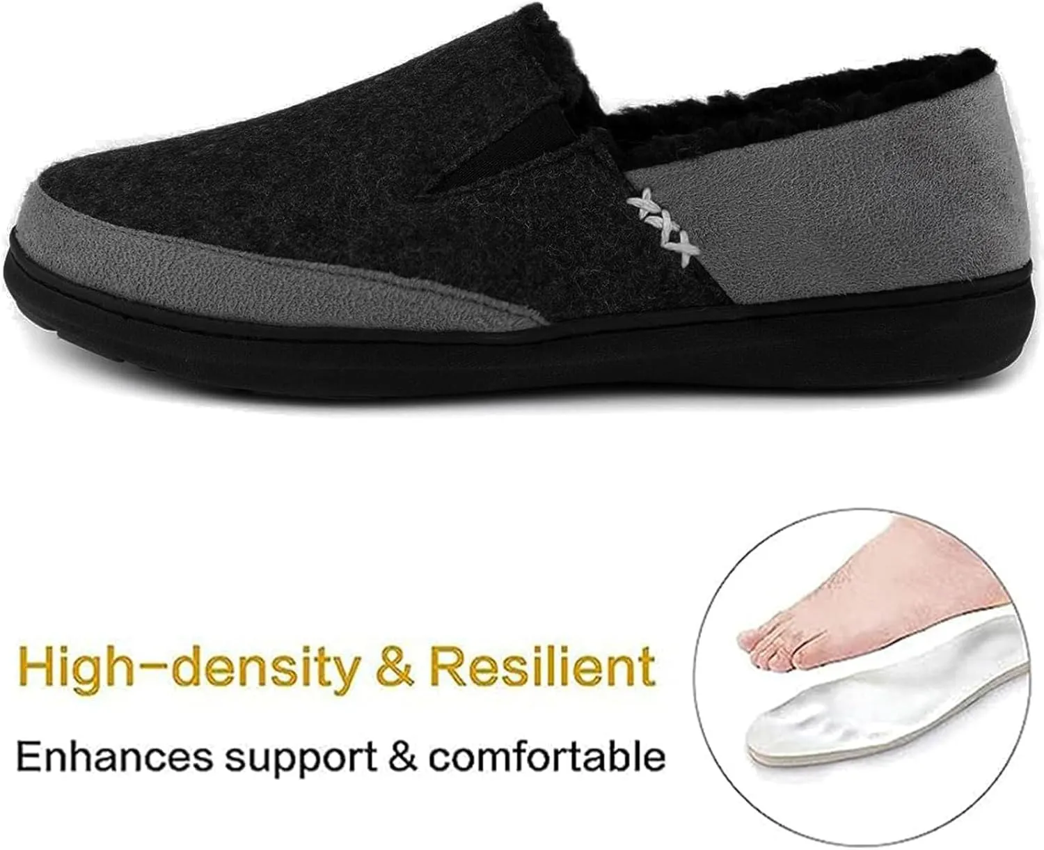Zigzagger Men's Zermatt Wool-blend Loafer Slippers with Memory Foam Indoor