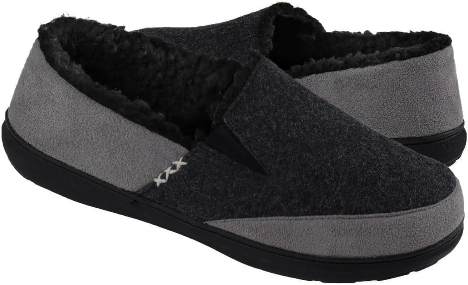Zigzagger Men's Zermatt Wool-blend Loafer Slippers with Memory Foam Indoor