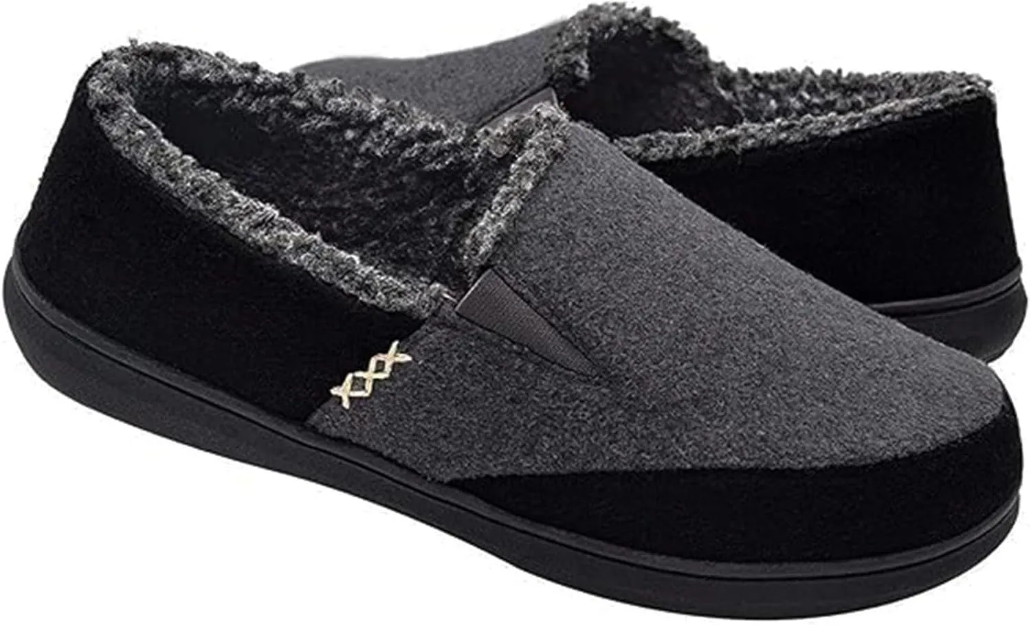 Zigzagger Men's Zermatt Wool-blend Loafer Slippers with Memory Foam Indoor