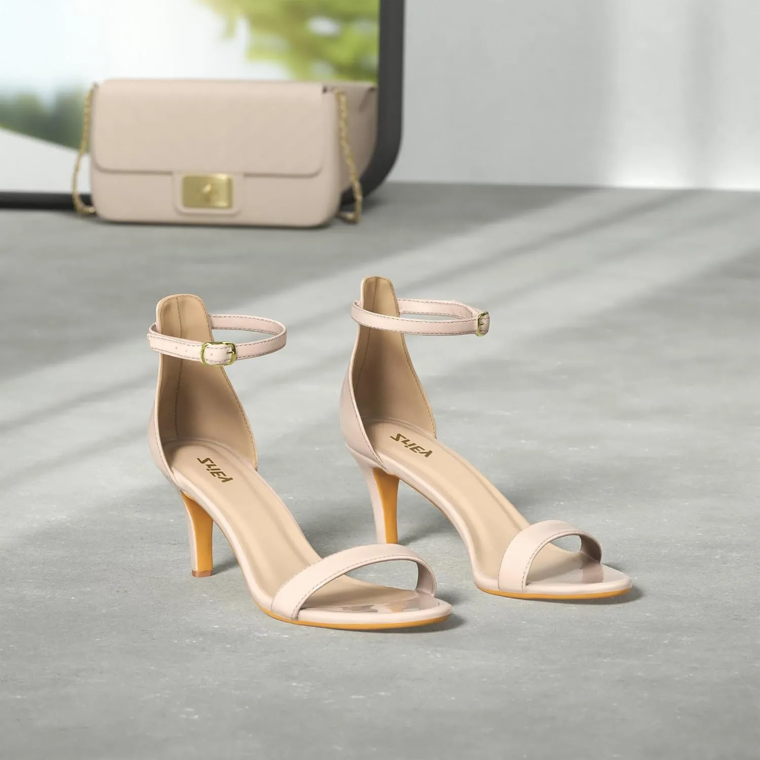ZriEy Women's Heeled Sandals 4 Inches Open Toe Stiletto High Heels Ankle Strap Fashion Bridal Party Wedding Pump Shoes