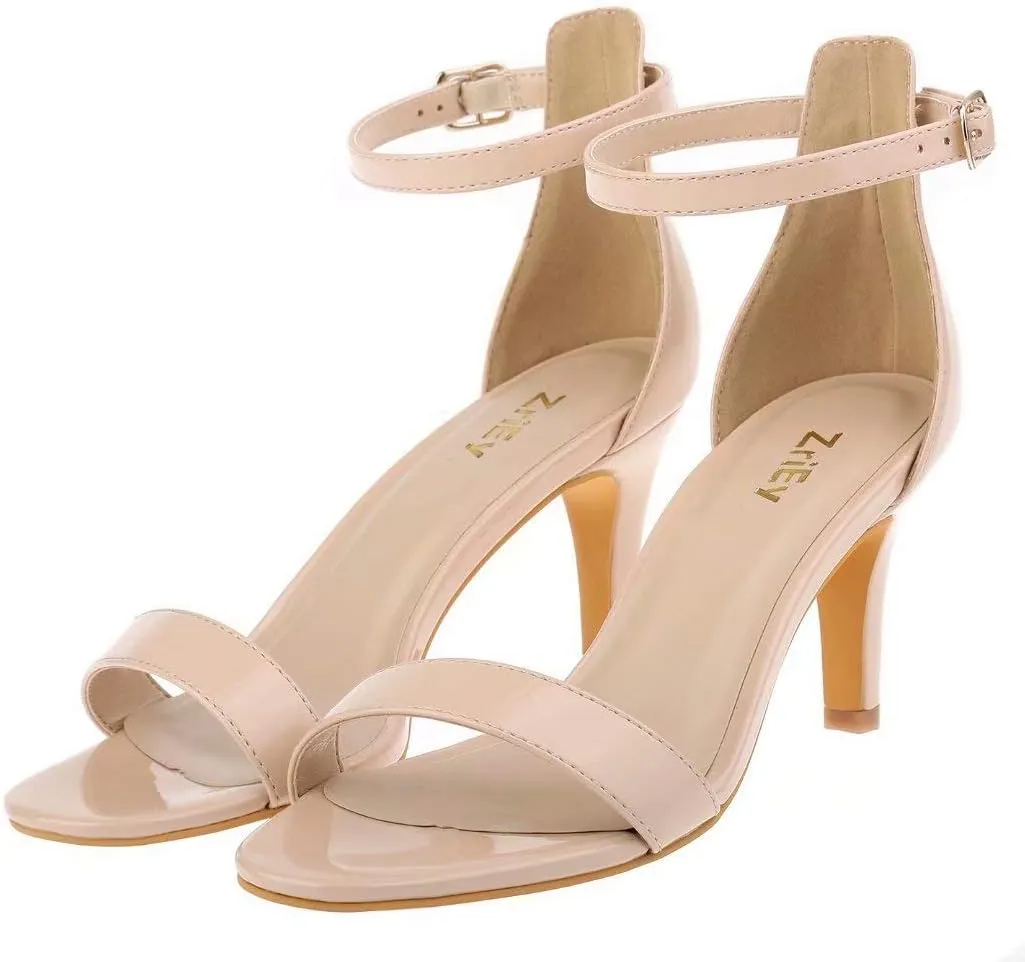 ZriEy Women's Heeled Sandals 4 Inches Open Toe Stiletto High Heels Ankle Strap Fashion Bridal Party Wedding Pump Shoes