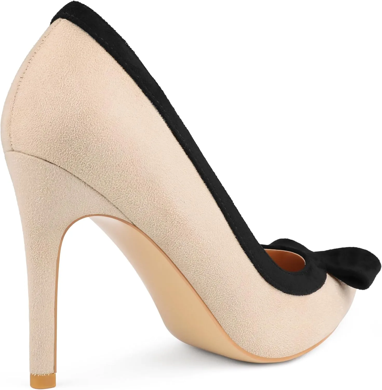 Zzheels Women's Bow High Heels Closed Pointy Toe Pumps 3.5'' Stiletto Heels Slip on Dress Shoes