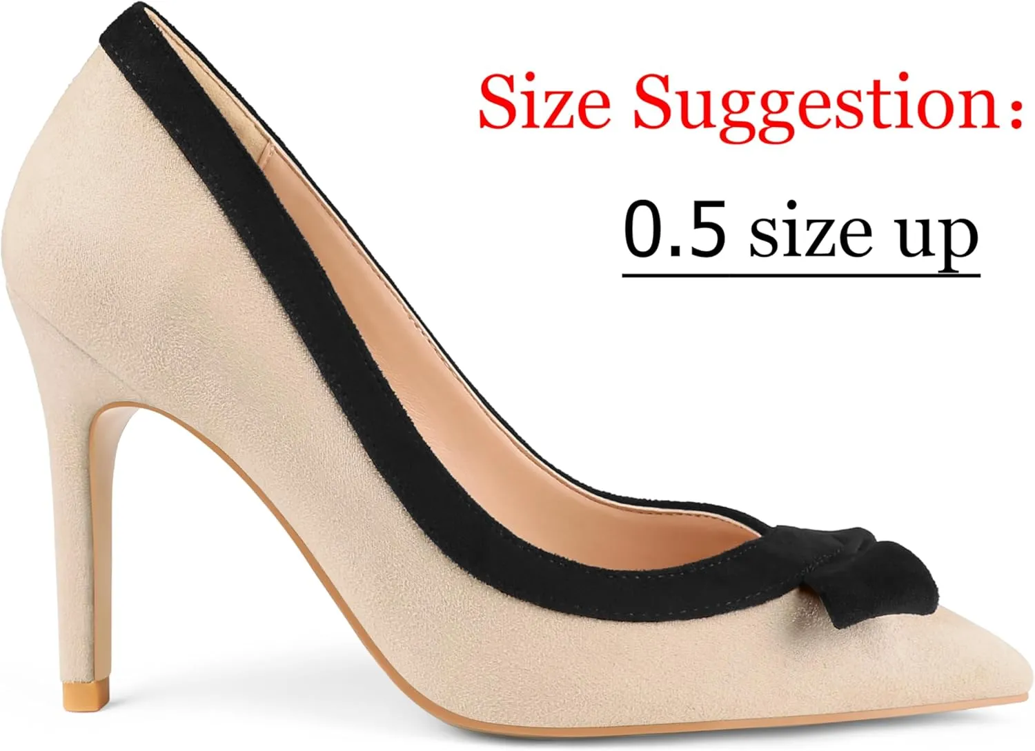 Zzheels Women's Bow High Heels Closed Pointy Toe Pumps 3.5'' Stiletto Heels Slip on Dress Shoes