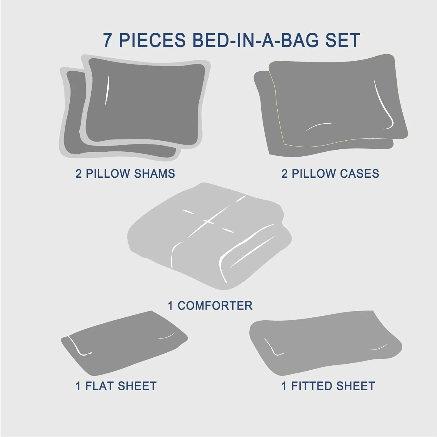 Zzlpp Beige King Comforter Set 7 Pieces, Seersucker Bed in a Bag with Sheets, All Season Bedding Sets with 1 Comforter, 2 Pillow Shams, 2 Pillowcases, 1 Flat Sheet, 1 Fitted Sheet
